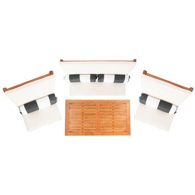 Sao Paulo Inspired 4-Piece Outdoor Living Set with Black & White Accent Pillows