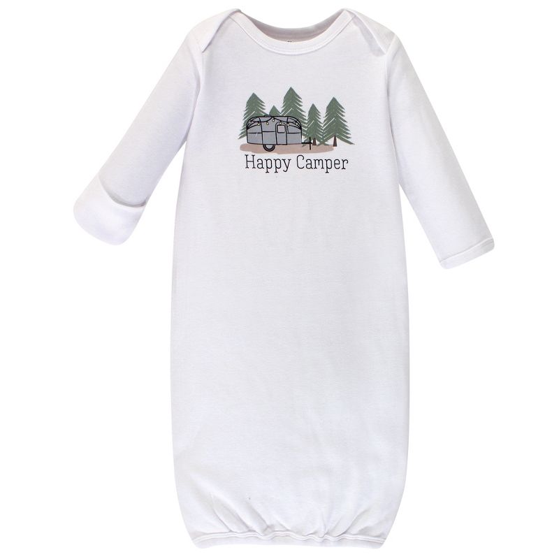 Touched by Nature Baby Boy Organic Cotton Long-Sleeve Gowns 3pk, Happy Camper, 0-6 Months, 4 of 5