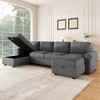 103.9"W Convertible U-Shaped Sectional Sofa with 2 Storage Chaises & 4 USB Ports for Living Room - ModernLuxe - 3 of 4