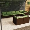 vidaXL Garden Lounge Set Brown with green cushions - 2 of 4