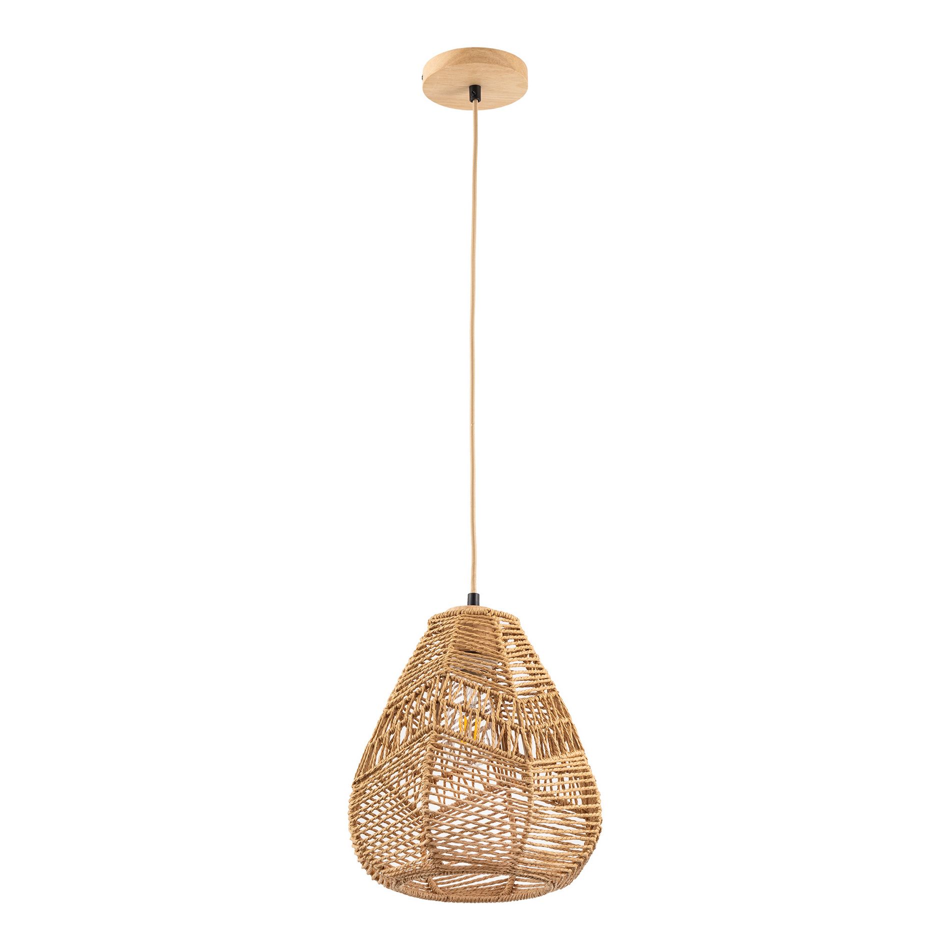 DORESshop 60-Watt 10 in. 1-Light Rope Mini Pendant Light with Rope Shade and No Bulbs Included