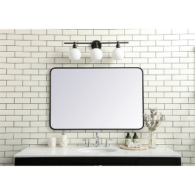 Contemporary Frameless Metal Rectangular Mirror 28x42 in Black