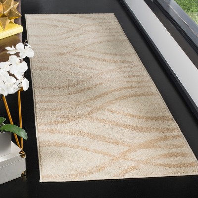 Cream and Champagne Modern Wave Runner Rug