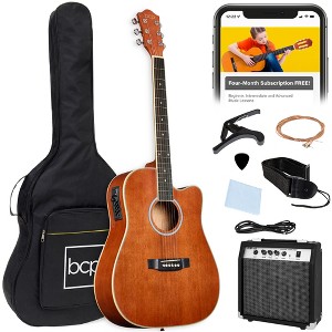Best Choice Products Beginner Acoustic Electric Guitar Starter Set 41in w/ All Wood Cutaway Design, Case - 1 of 4