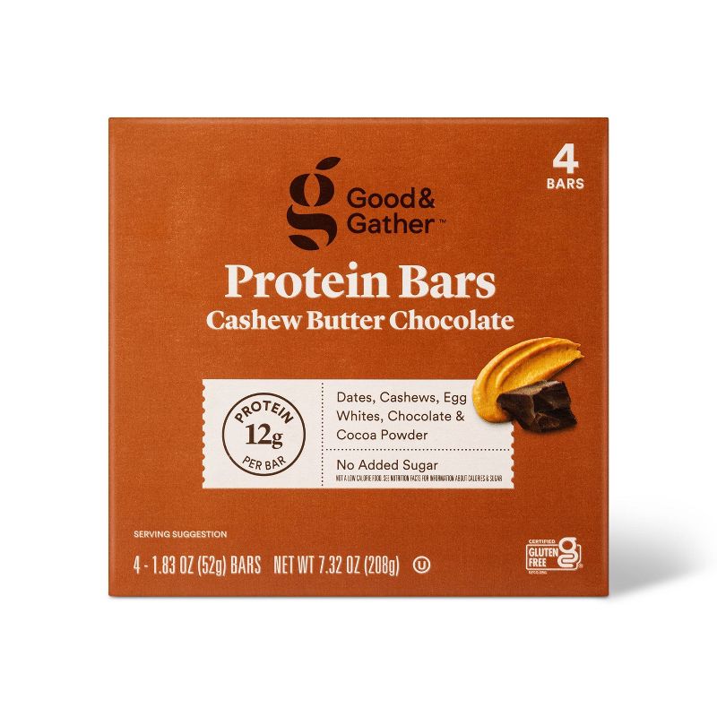 Protein Bars Cashew Butter Chocolate - 7.33oz/4ct - Good &#38; Gather&#8482;, 1 of 6