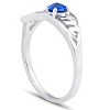 Pompeii3 5/8ct Blue Heart Sapphire & Diamond MOM Ring 10K White Gold - 3 of 4