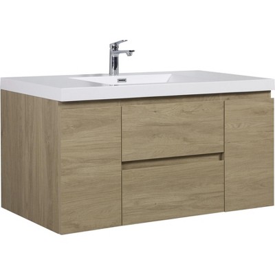 Bencmate Bathroom Storage Cabinets, Bathroom Vanity with Sink, Modern Wall-Mounted Bathroom Storage Vanity Cabinet, Brown, 47.24"*19.69"*22.44"