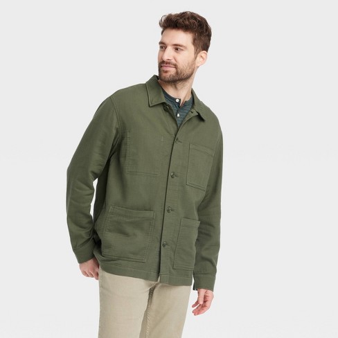 Olive shirt jacket discount mens