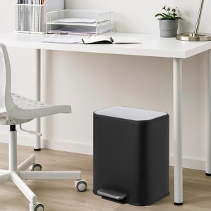 Gallon Bathroom Trash Can with Lid, Stainless Steel Garbage Can with Foot Pedal & Removable Inner Bucket, Rectangular Small Step Waste Bin for Kitchen - 1 of 4
