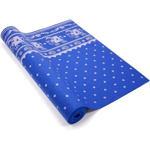 Wai Lana Yogi Mat by (Color: Sandalwood, Blue) - 1/8 inch Thick, Non-slip, Stylish, Latex-Free, Lightweight, Optimum Comfort - 1 of 3