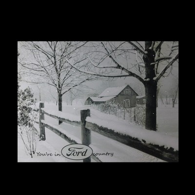 Monochrome Fiber Optic Lighted Snowy Cabin Canvas Wall Art