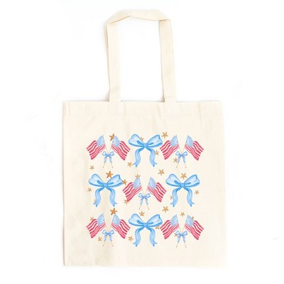 City Creek Prints Coquette Patriotic Chart Canvas Tote Bag - 15x16 - Natural
