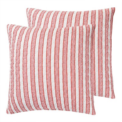 Tanzie Red Stripe Quilted Euro Sham - 2pk - Levtex Home : Target