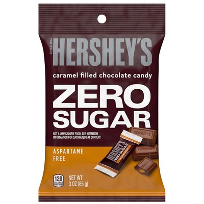 HERSHEY'S Zero Sugar Candy, Bag Caramel Filled Chocolate, 3.0 oz