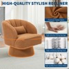 Swivel Barrel Chair - Teddy Velvet/Velvet Upholstered Modern Armchair with Striped Backrest & Plush Padding - 4 of 4