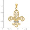 Black Bow Jewelry 14k Yellow Gold & White Rhodium Filigree Fleur De Lis Pendant, 26mm - 3 of 4