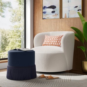 Fringe Drum Ottoman in Velvet - Threshold™ - 1 of 4