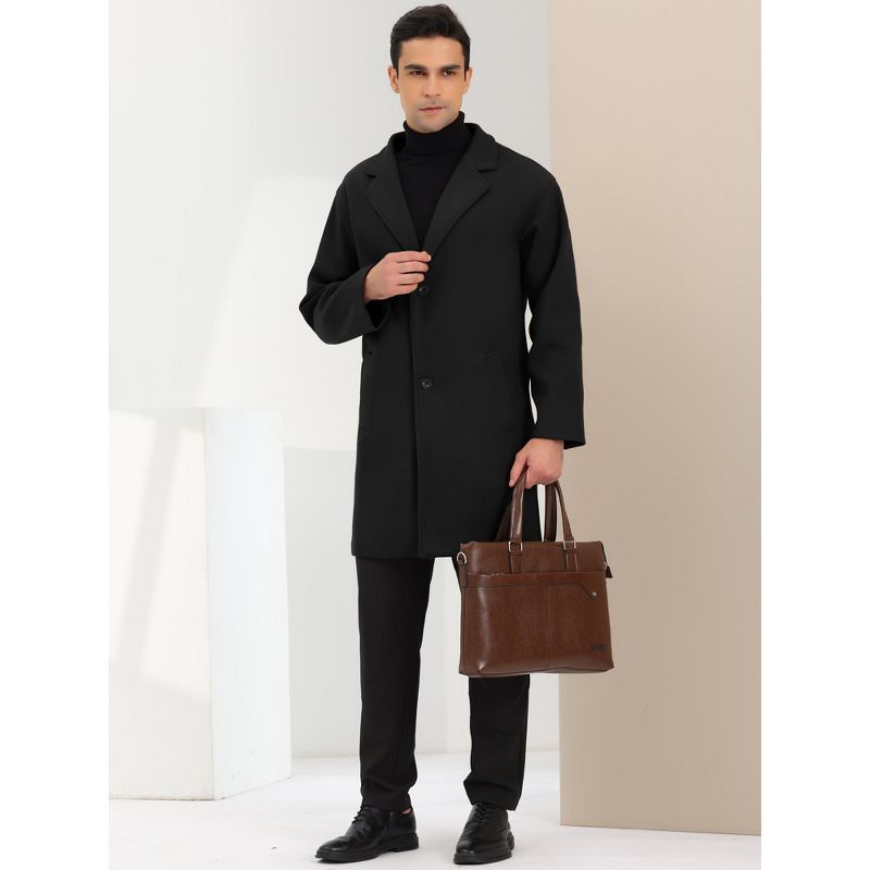 Lars Amadeus Men's Winter Notched Lapel Single Breasted Mid-Length Overcoat, 3 of 7