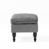 CAVINAS Tufted Fabric Ottoman Bench with Plush Pillow Top, Accent Footstool with Button Tufting & Turned Birch Legs, Ottoman Foot Stools for Bedroom - 2 of 4