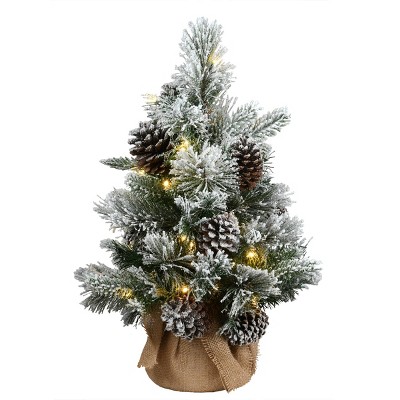4ft Burlap Bag Artificial Christmas Tree – Pre-Lit With 150 Clear Lights, Realistic Feel Real Branches