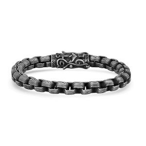 Steeltime Men's oxidized stainless steel round box chain bracelet - 1 of 4