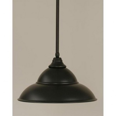 Toltec Lighting Any 1 - Light Pendant in  Matte Black with 16" Matte Black Double Bubble Metal Shade Shade