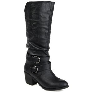 Journee Collection Womens Late Wide Width and Wide Width Wide Calf Stacked Heel Mid Calf Boots - 1 of 4