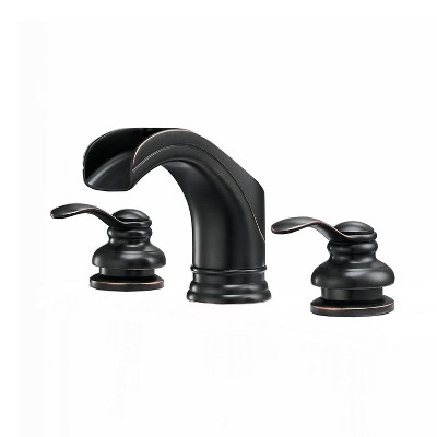 BWE 8 in. Waterfall Widespread 2-Handle Bathroom Faucet With Pop-up Drain Assembly in Spot Resist