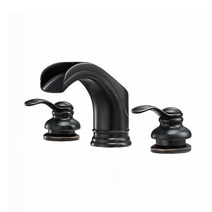 BWE 8 in. Waterfall Widespread 2-Handle Bathroom Faucet With Pop-up Drain Assembly in Spot Resist - 1 of 4