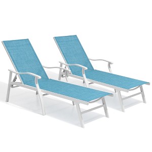 Crestlive Products Outdoor Recliner All Weather Aluminum Adjustable Chaise Lounge Chair with Arms - 1 of 4
