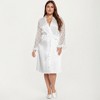 Anna-Kaci Lounge Women's PLus Size Satin Robe with Sheer Floral Lace Sleeves, Ruffled Cuffs, and Adjustable Waist Tie - 3 of 4