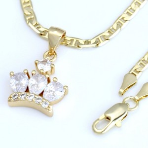Aria Jeweler Chain with Gold Diamond Crown Pendant - 1 of 4
