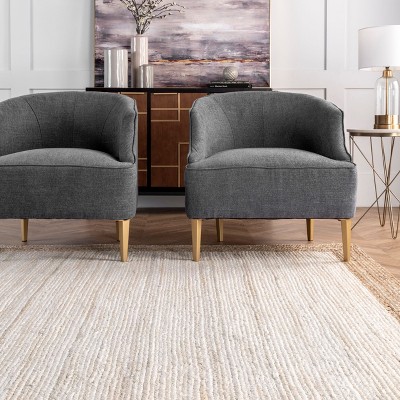 Eleonora White and Beige Braided Jute Square Rug