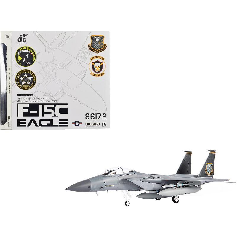 McDonnell Douglas F-15C Eagle Fighter Aircraft "493rd Fighter Squadron Grim Reapers" (2022) USAF 1/72 Diecast Model by JC Wings, 1 of 5