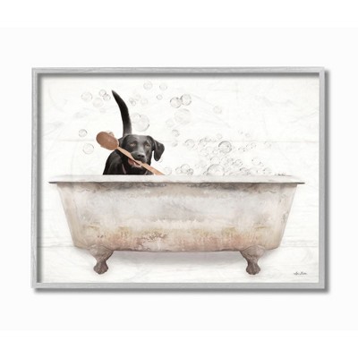 Stupell Industries Happy Labrador in Rustic Bubble Bath Design