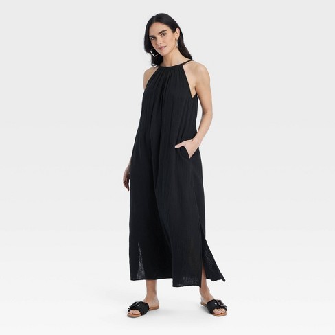 Women's Scoop Back Maxi Shift Dress - Universal Thread™ Black S