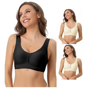 INSPIRE CHIC Women's Wirefree Lightly Breathable Workout Yoga Exercise Comfort Sports Bra 3 Packs - 1 of 4