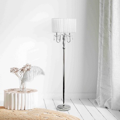 Lalia Home 62" Glamorous Chrome Cascading Crystal Floor Lamp