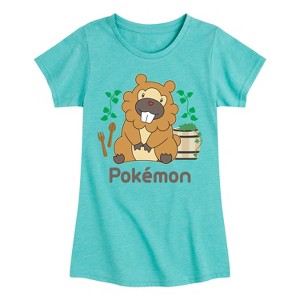 Girls' - Pokémon - Bidoof Cafe Fitted Short Sleeve Graphic T-Shirt - 1 of 4