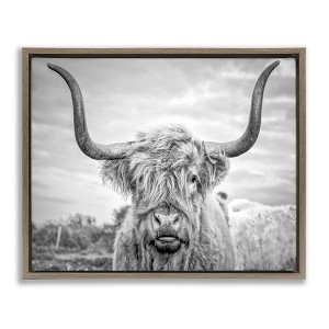 Stupell Industries Grey Highland Cow Photograph Floating Frame Canvas Art - 1 of 4