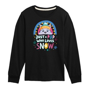 Boys' - Paw Patrol - Just A Pup Who Loves Snow Long Sleeve Graphic T-Shirt - 1 of 4