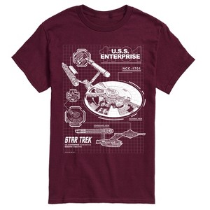 Men's - Star Trek - Enterprise Diagram Short Sleeve Graphic T-Shirt - 1 of 4
