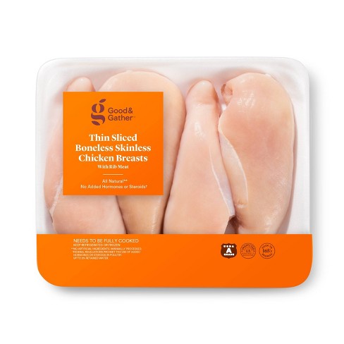 Conventional Thin Sliced Boneless Skinless Chicken Breast - 1.45-3.513 lbs - price per lb - Good & Gather™ - image 1 of 3