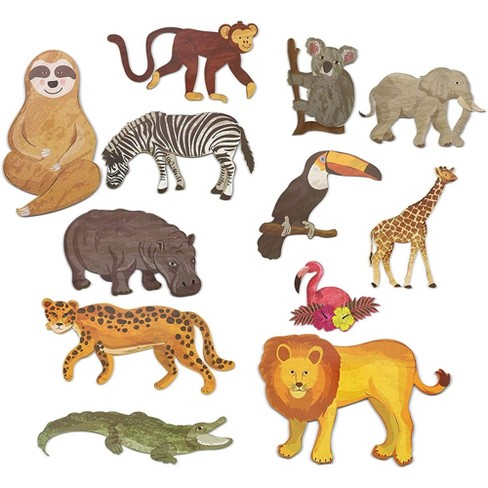 Blue Panda 12 Count Jungle Animal Safari Paper Cutouts For Crafts, Home ...