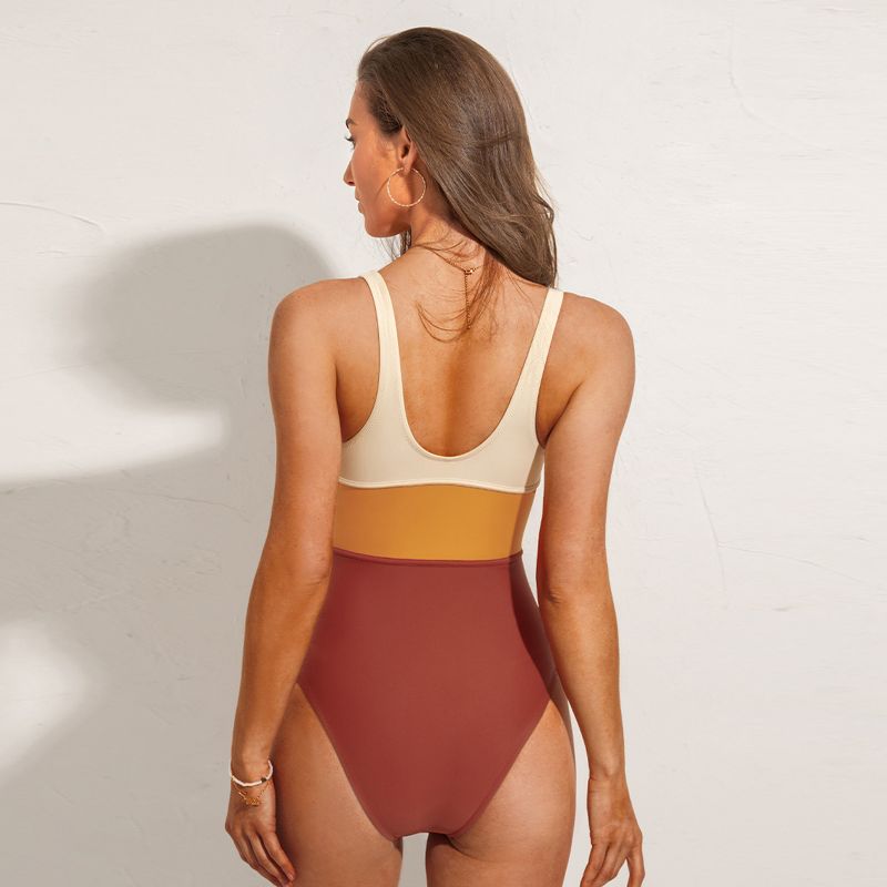 Women's Color Block Keyhole One Piece Swimsuit - Cupshe, 5 of 7