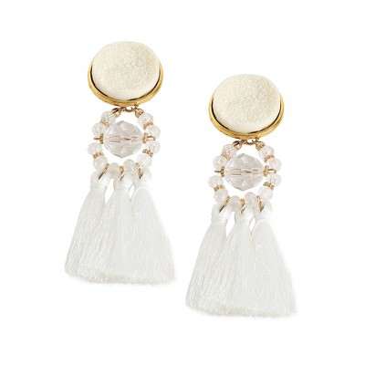 SOHI Women's White Tassel Drop Earrings