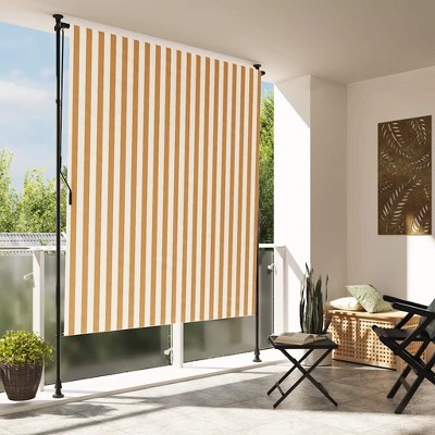 Outdoor Roller Blind Blue and White Polyester fabric and Steel vidaXL