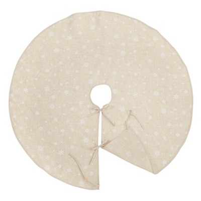 Beige Snowflake Patterned 56" Cotton Tree Skirt