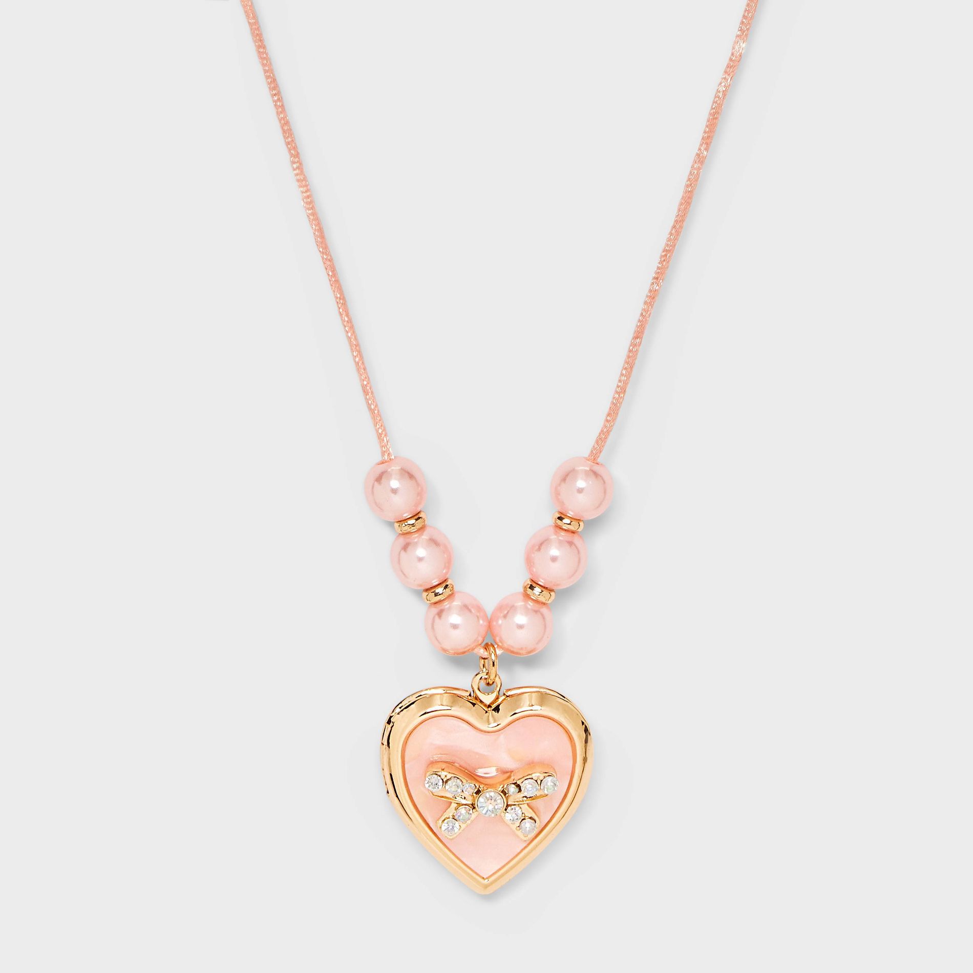 Girls' Pink Bow Locket Necklace - Cat & Jack™ Pink