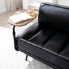 MOEPISY 55Inch Width Modern End of Bed Bench, Black Faux Leather Upholstered With Side Table, 360-degree Swivel Tray Couch - 2 of 4
